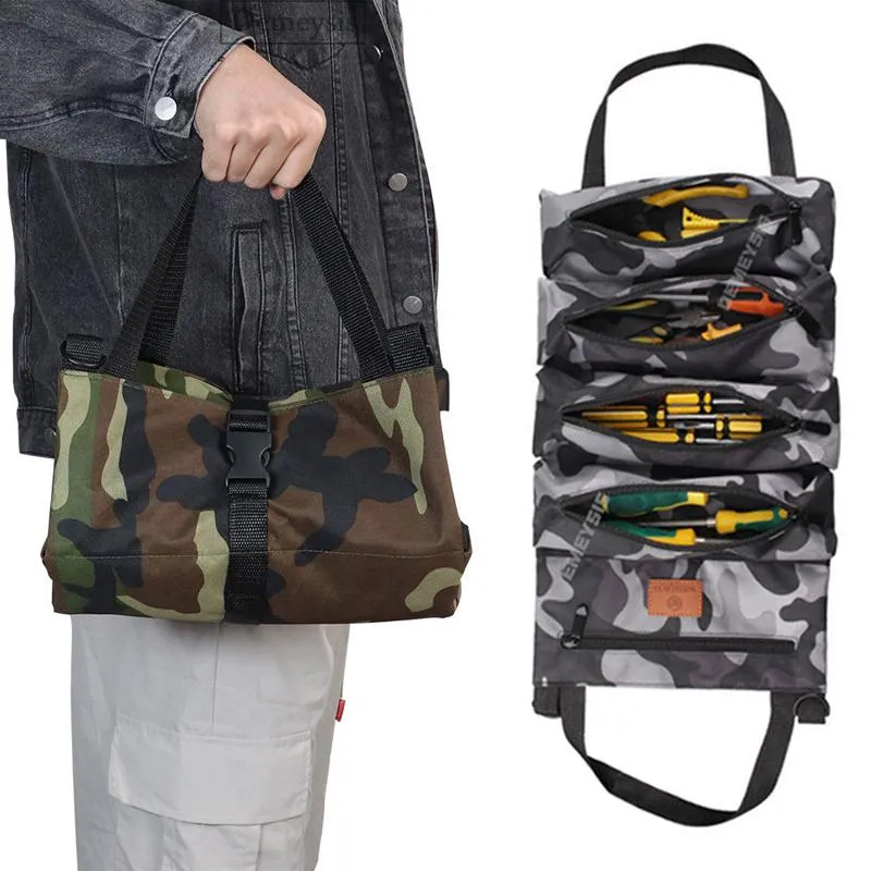 Multi Purpose Marketing Tools Roll Up Bag With Hanging Zipper