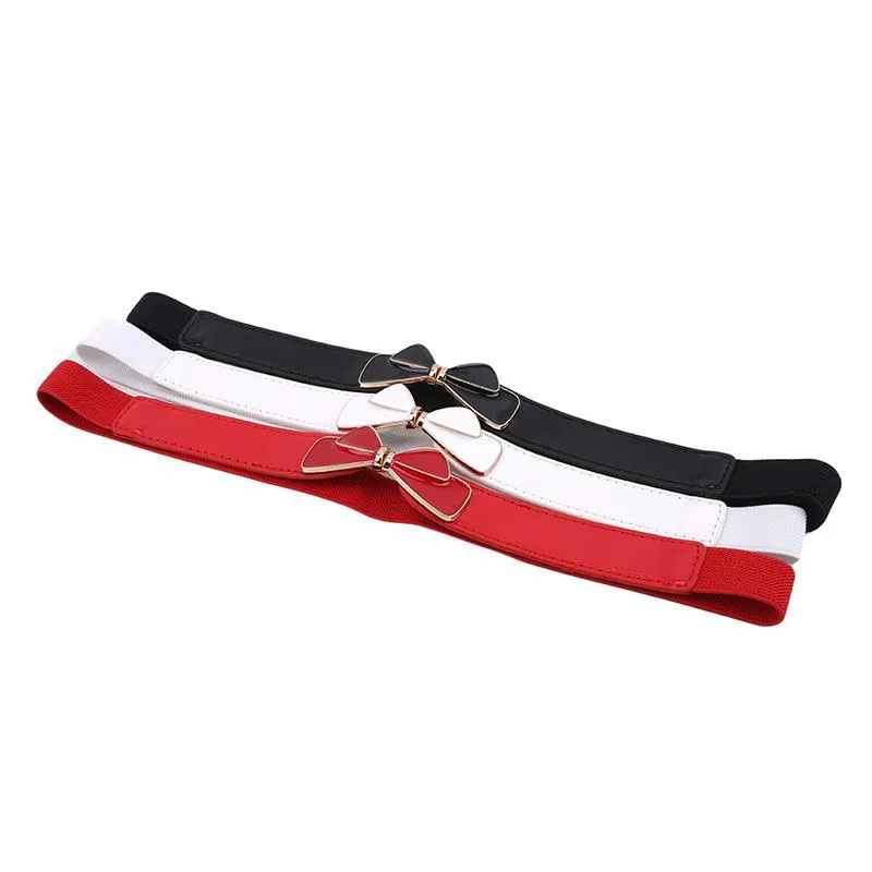 Cinture 1 PZ Moda Donna PU Black Bianco Band Band Band Thin Belt Elastic Belt Abito Abito Abito Accessori Cinturon Mujer 3 Colori