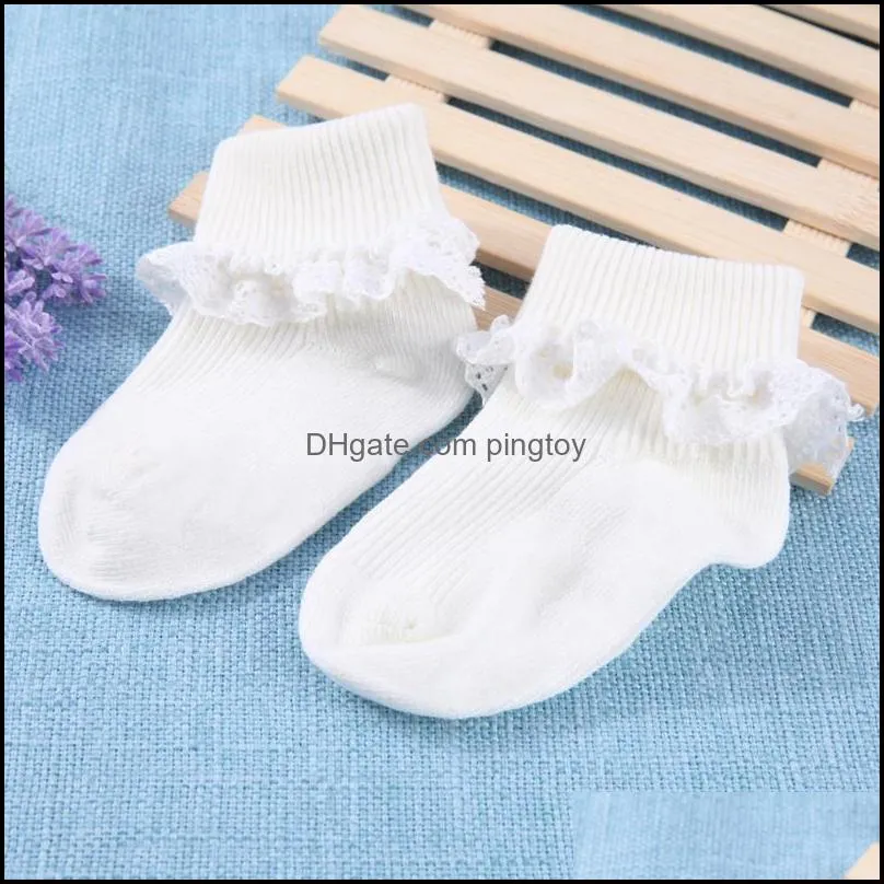 Baby Cartoon Cotton Socks Newborn Spring Lace Baby Infants Solid Color Cotton Vertical Stripe Anti-Skid Socks