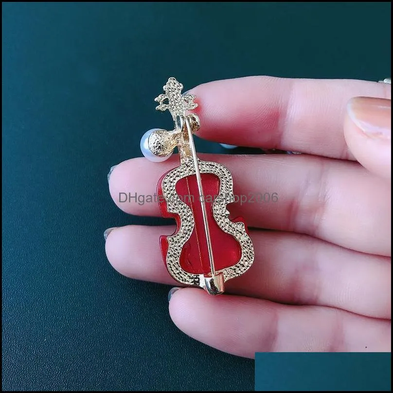 Pins, Brooches Muylinda Unisex Violin Brooch Pin, Fashion Design Shape Enamel Instrument Pin Corsage Suit Lapel Decoration