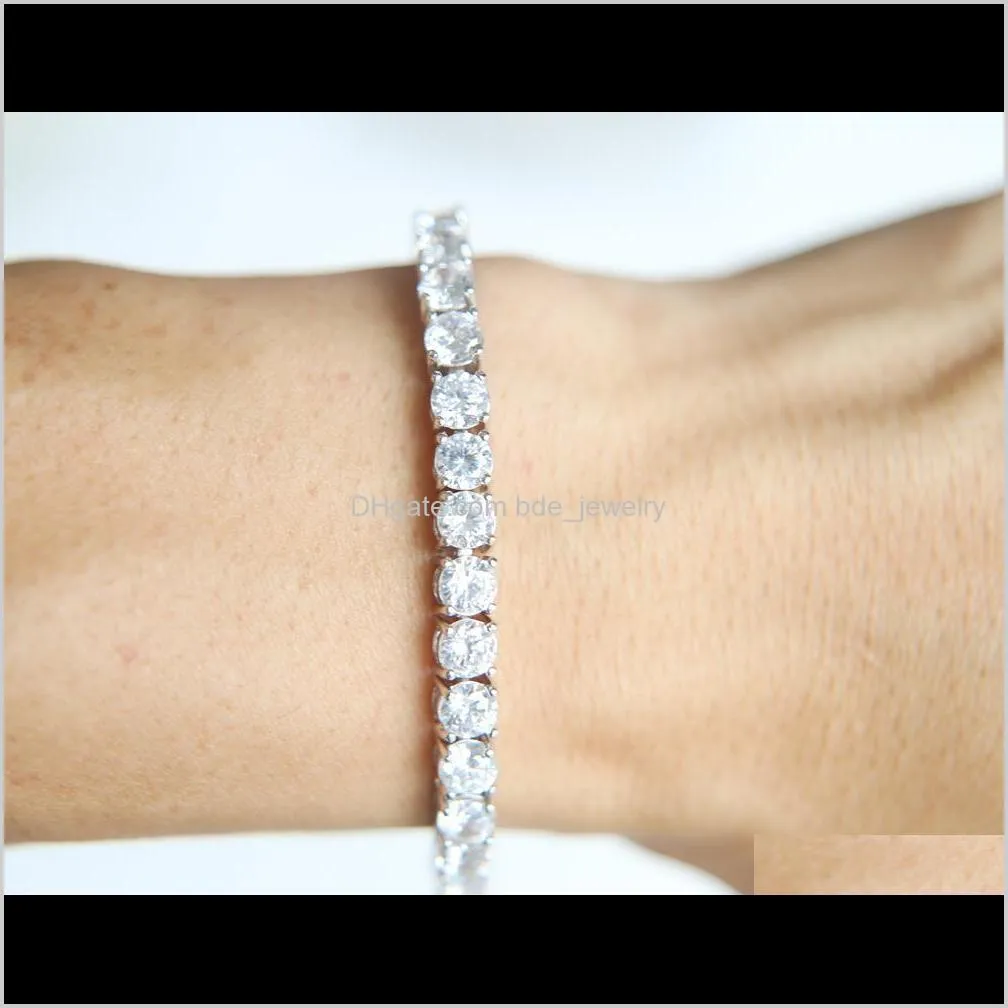 fashioh crystal tennis bracelet zircon beads men bracelet bangle chains strand bracelets for women pulseiras bijoux silver tennis