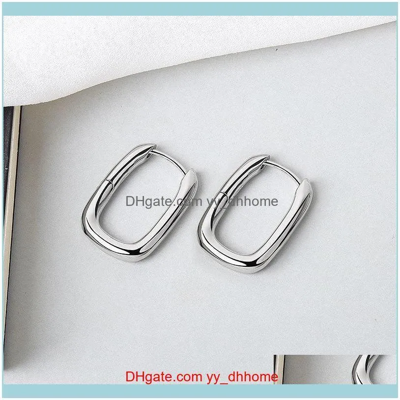 Silver Color Gold Earrings Geometric Rectangle Ear Bone Punk Cartilage For Women High Quality Jewelry Wedding Party Hoop & Huggie