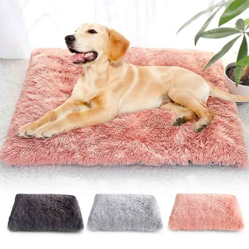 Doux Polaire Pet Chien Tapis De Lit Long En Peluche Hiver Chiot Chat Couverture Couverture De Couchage Matelas Pour Petits Grands Chiens Coussin Maison 210924