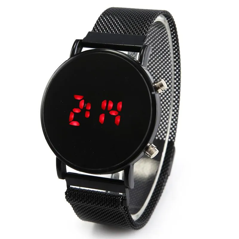 Mäns Klockor Magnet Spänne Sport Led Män Digital Klocka Man Army Militär Stål Mesh Wrist Watch Relogio Masculino Wristwatches