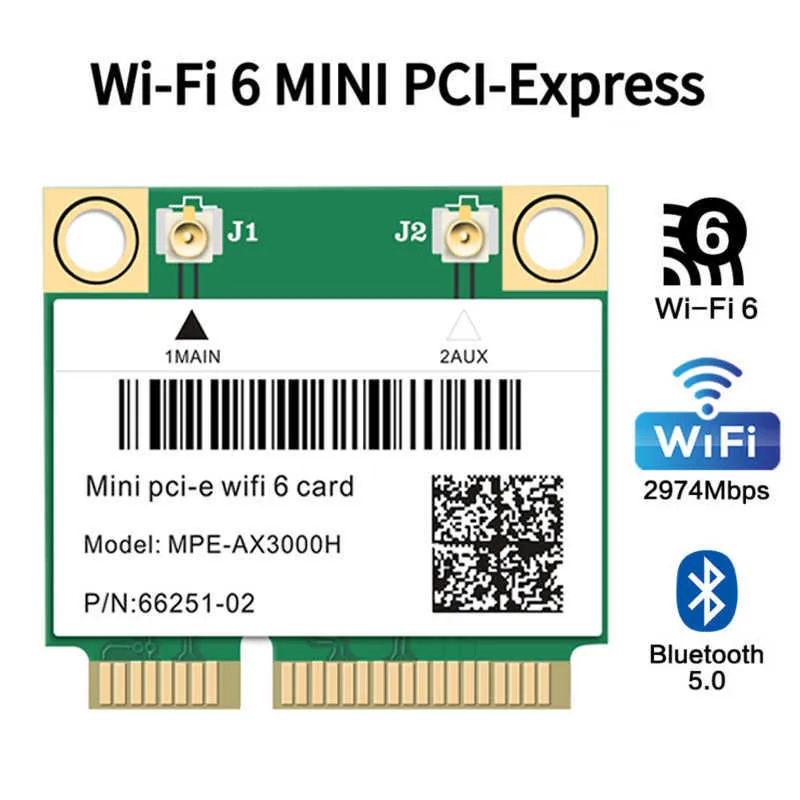 Double bande 2974Mbps Wifi6 Intel AX200 PCIe sans fil adaptateur