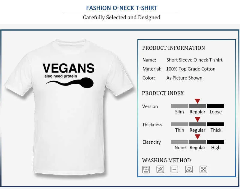 Design T Shirts Company Round Neck Vegans Also Need Protein 100% Cotton Adult Tops Shirt Design Short Sleeve Tee-Shirts Vegans Also Need Protein