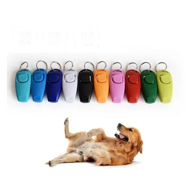 200 pcs/lot * Animal PET click trainer Dog Training Clicker Whistle Combination Trainer repeller Aid