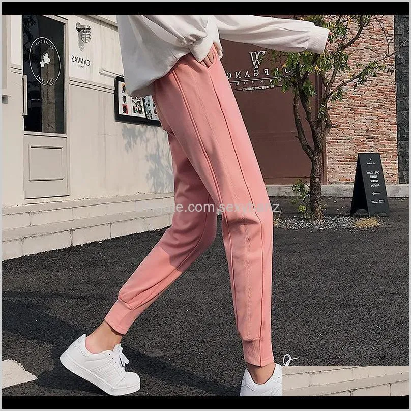 Capris Vêtements Vêtements Drop Livraison 2021 Usine Vente Directe Sportswear Femmes Lâche Jambe Noir Slim Épaissi Peluche Pantalon Décontracté Pour