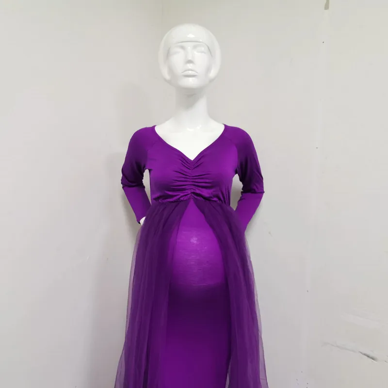 2020 Maternity Dresses Photography Props Shoulderless Pregnancy Long Dress For Pregnant Women Maxi Gown Baby Showers Photo Shoot (7)