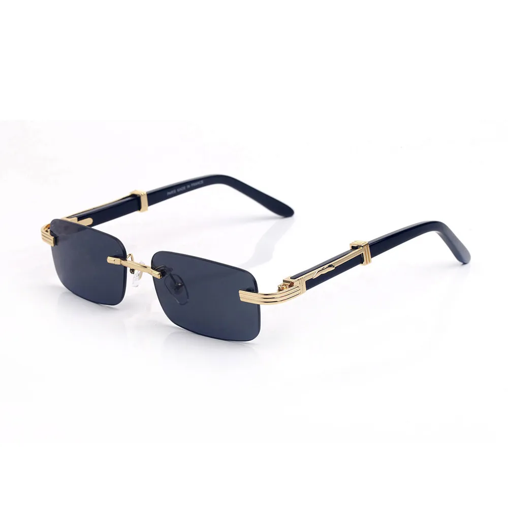 Designer Zonnebril Retro Lenzenvloeistof Frameloze Sier Gouden Zilver Grijs Bruin Glazen Bulk Groothandel Merken Brillen Frames Mannen Vrouwen Eyewear Accessoires