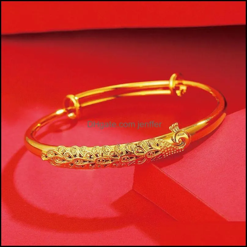 MxGxFam Wedding Jewelry Phoenix Bangles and Bracelets for Bridal Women Pure Gold Color1