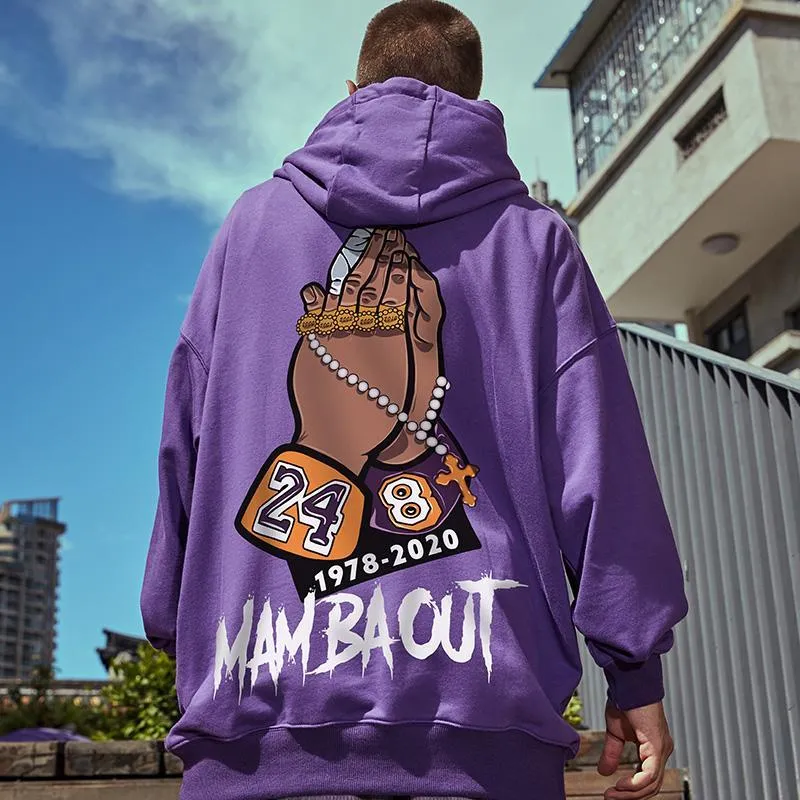 KB 24 8 Drukuj Man Bluzy Mężczyźni S Hooded Jumper Basketball Bakotubal Bak z kapturem Ogółe sportowe Trening Hip Hop Sweter Bluza Bawełniana luźna strefa streetwearna