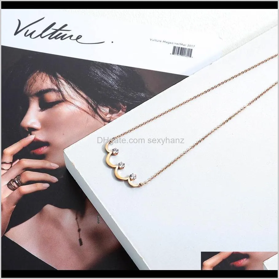 women charm choker fashion necklace woman jewelry new crystal rhinestone design stainless steel 18k gold pendant necklace s for women