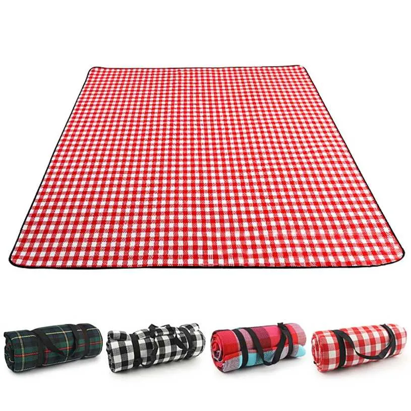 Fold Pad Soft Blanket Outdoor Folding Waterproof Camping Beach Plaid Picnic Mat 220104