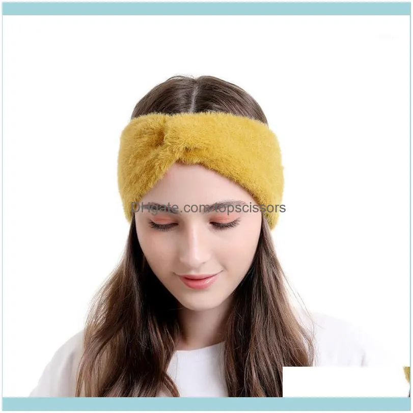 Aessories Tools Productsfaux Warm Winter Ear Warmer Femmes Bandeaux Multi Coloré Tricoté Solide Large Bande De Cheveux Aessories1 Drop Delivery 2