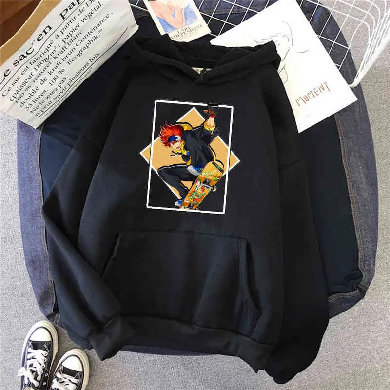 Felpa con cappuccio anime SK8 Felpa con stampa anime Uomo Moda Pullover con cappuccio in pile Skateboard Cartoon Vintage con cappuccio Streetwear Uomo H1227