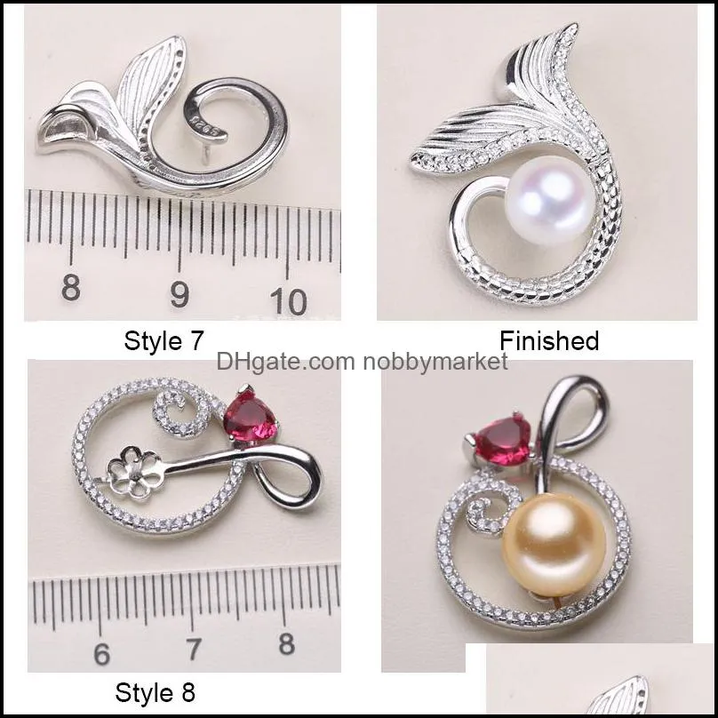12 Styles New Pearl Necklace Settings 925 Sliver Pendant Settings DIY Pearl Necklace Women Fashion Jewelry with Chain Wedding Gift