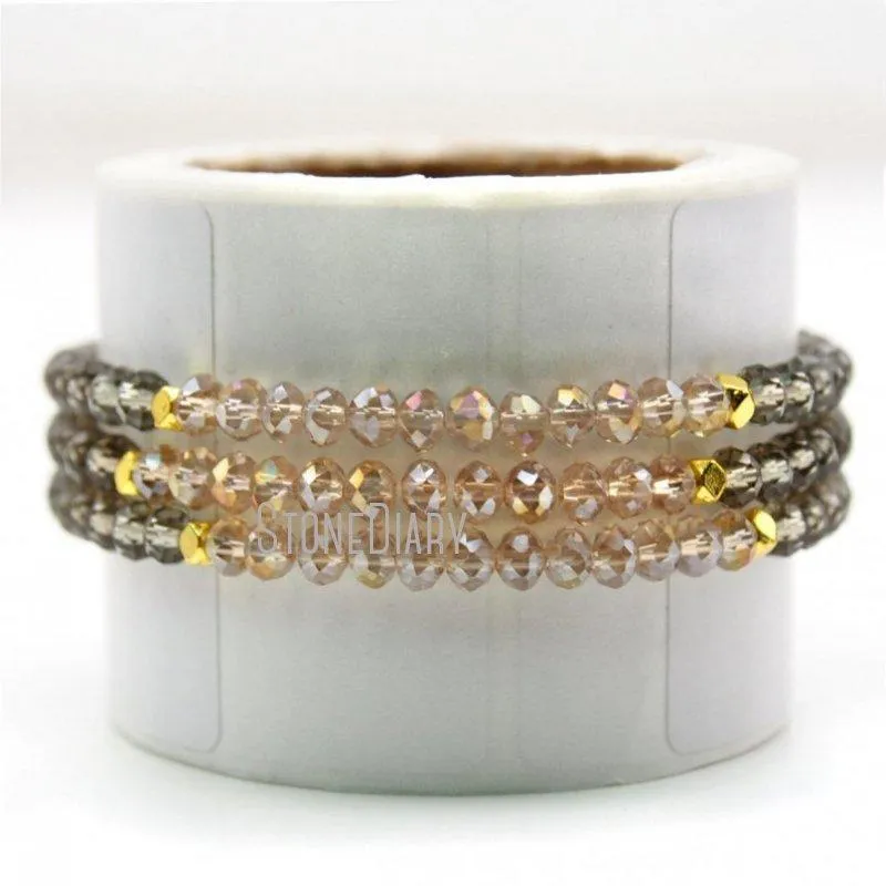 Charm Bracelets BM22786 Glass Crystal Faceted Rondelles Three Layers Beaded Chain Bracelet Multilayer Jewelry For Women