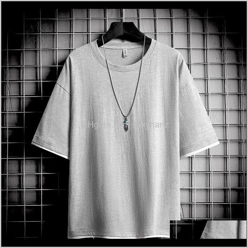 summer 2020 t-shirt for men casual loose-fitting solid-colored short-sleeved t-shirt hip-hop street shirt t-shirt for men