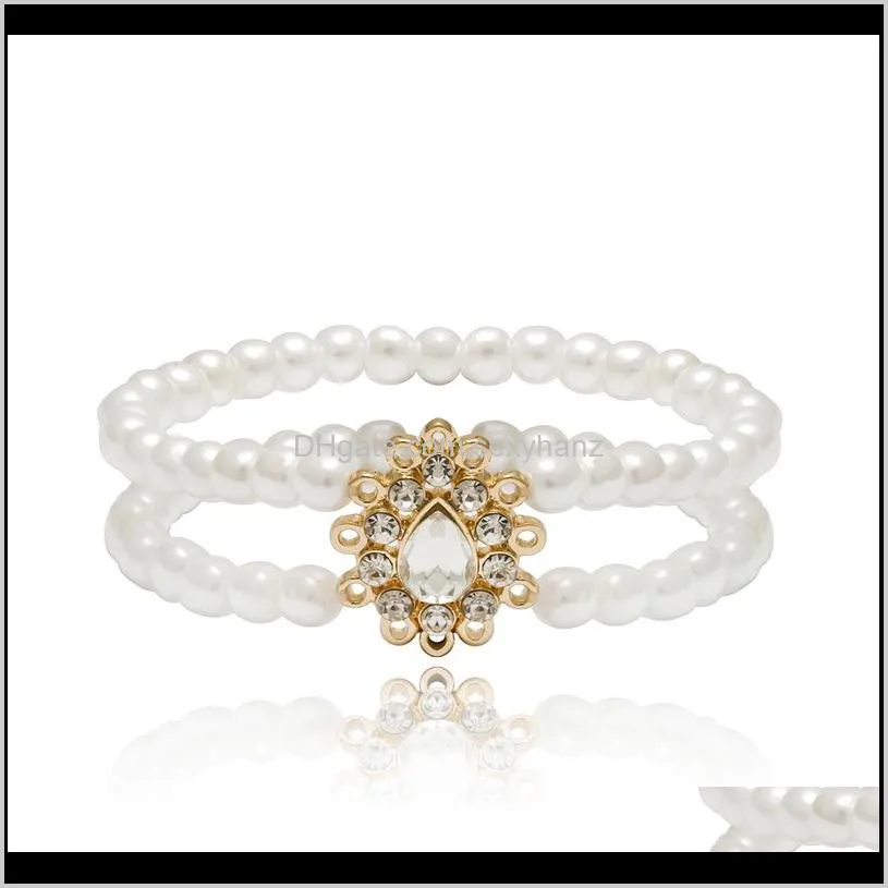 bacolod gold color charm beaded bracelets beauty pearl crystal zinc alloy jewelry for girls gifts for friends 2020 fashion