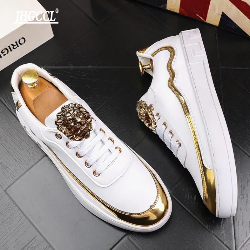 Sneakers with gold trim outlet