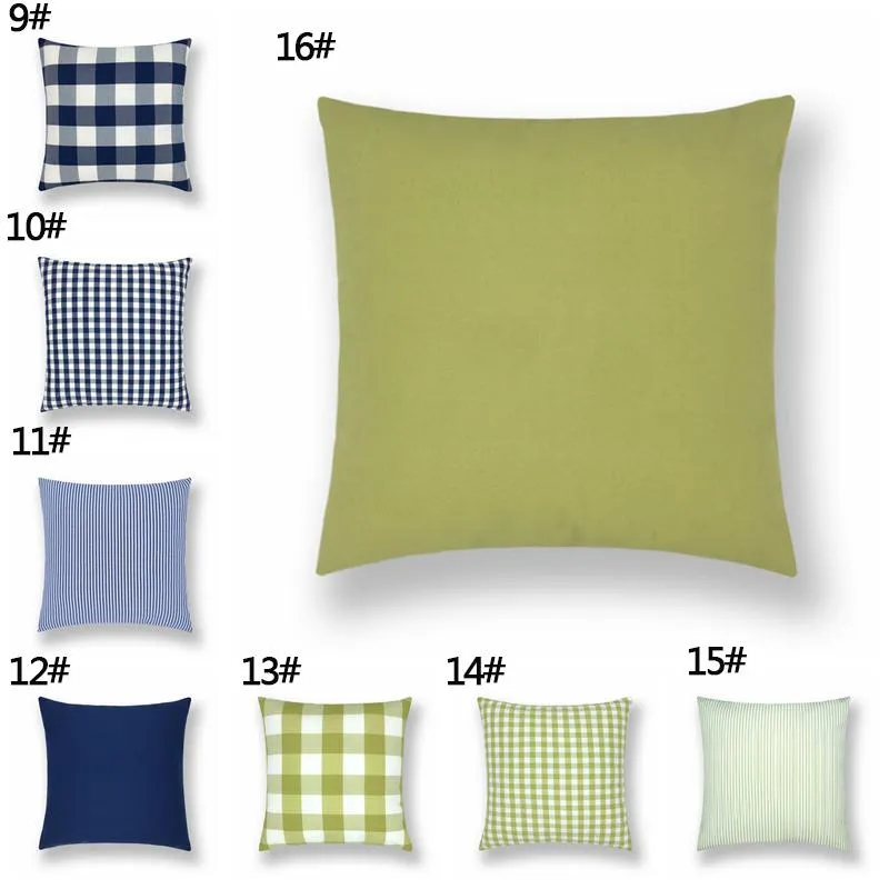 45*45cm Plaid Stripes Pillow case Sofa Waist Cushion Cover Car Decoration Solid Color Thicken Pillowcase Home Bed Supplies BH5219 WLY