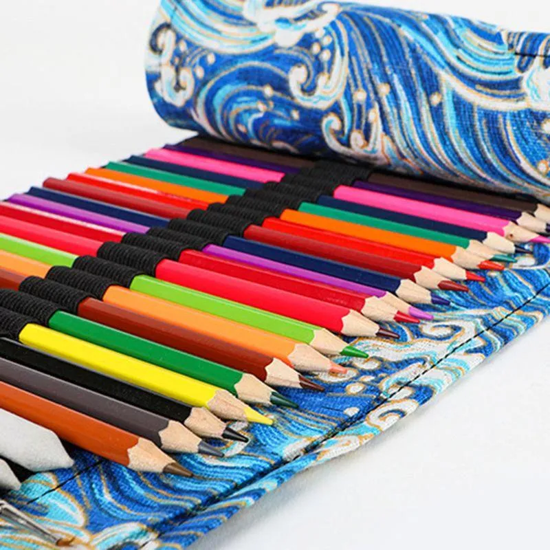 Sacchetti a matita 24/12/36/48/72 fori in tela rotolata per borse per la penna involuta interavie