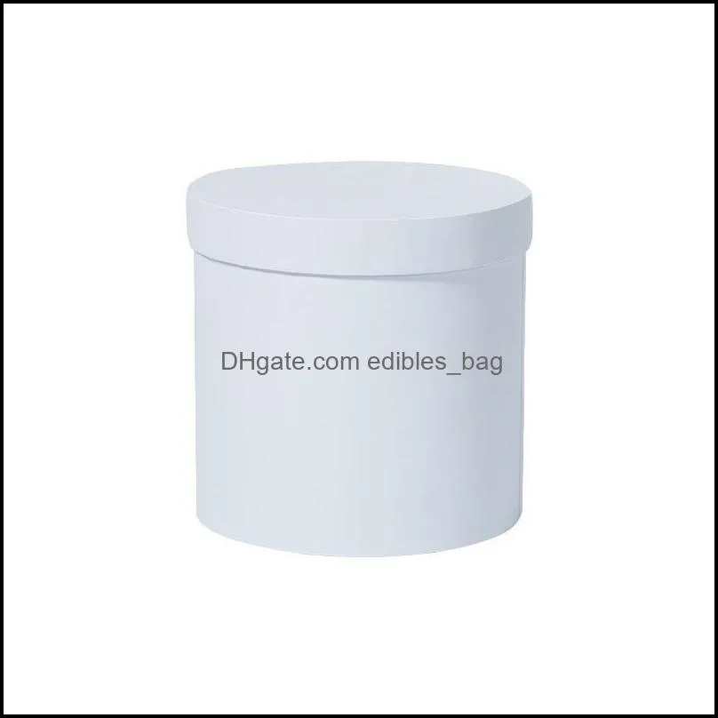 Gift Wrap 12x12cm Round Flower Paper Boxes Lid Hug Bucket With For Florist Bouquet Packaging Box Party Storage