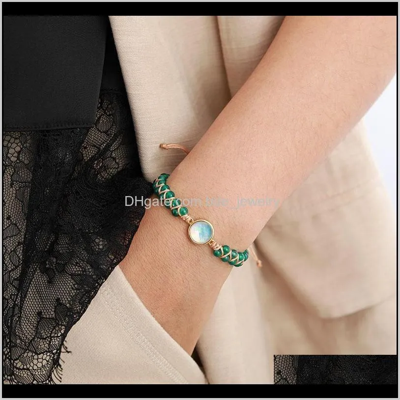 natural stone charm bracelets jades opal string braided strand bracelets friendship wrap bracelet women