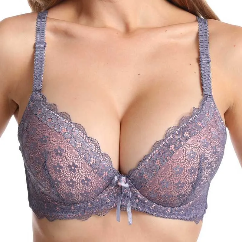 Beauwear 38C-44D Female 1/2 cup plunge bras no-padding sexy