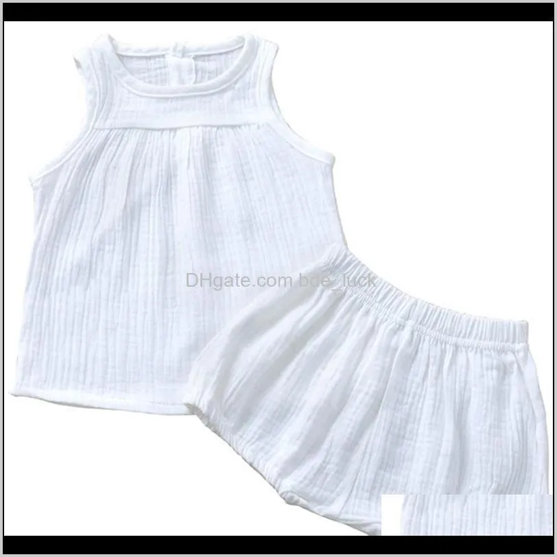 2020 Summer Linen Baby Boys Suits Cotton Kids Outfits Children Girl Clothing Set Newborn Vest Tops+Shorts Toddler Cloth 0-4Y