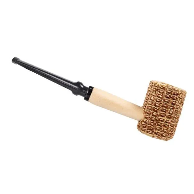 Corn Cob Pipe Disposable Natural Corncob Herb Tobacco Hammer Spoon Cigarette Filter Pipes Tools Accessories 145mm Length