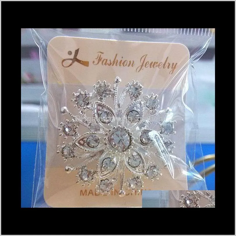 luxury silver tone flower brooch crystal wedding party jewelry brooches pins costume accessories rhinestone cz diamond corsage