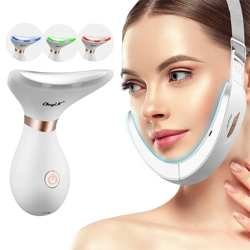 EMS V Line Up Slimming Belt LED Pon Skin Rejuvenation Wrinkle Double Chin Remover Face Lifting Tightening Neck Slimmer 220301