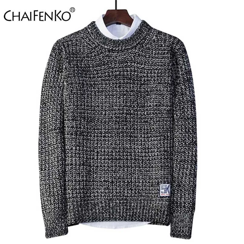 Chnifenko mode tröja män höst avslappnad hajuku pullover män streetwear hip hop o-neck vinter smal passform män tröja 211221