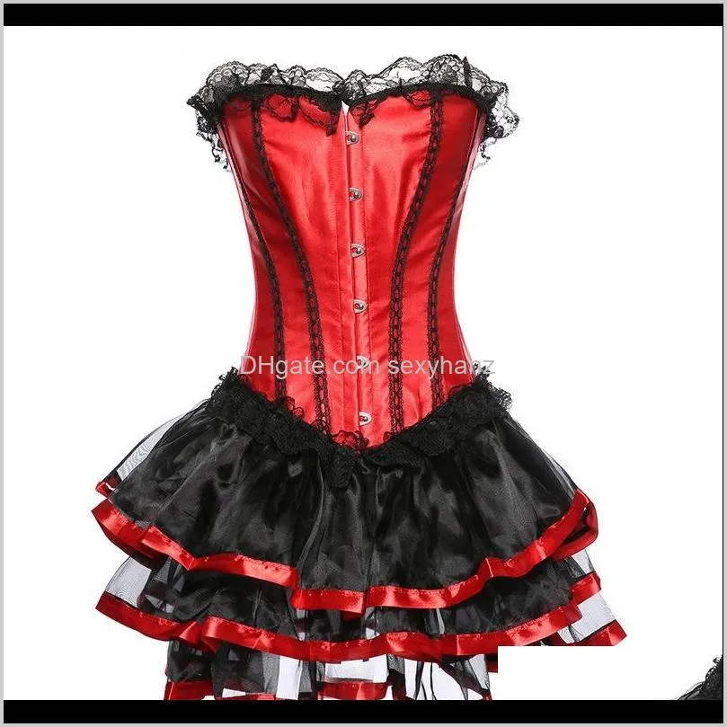 sexy bustier corset lace up boned overbust costume steampunk waist gothic corset dress erotic lingerie red shapewear top aqlu#