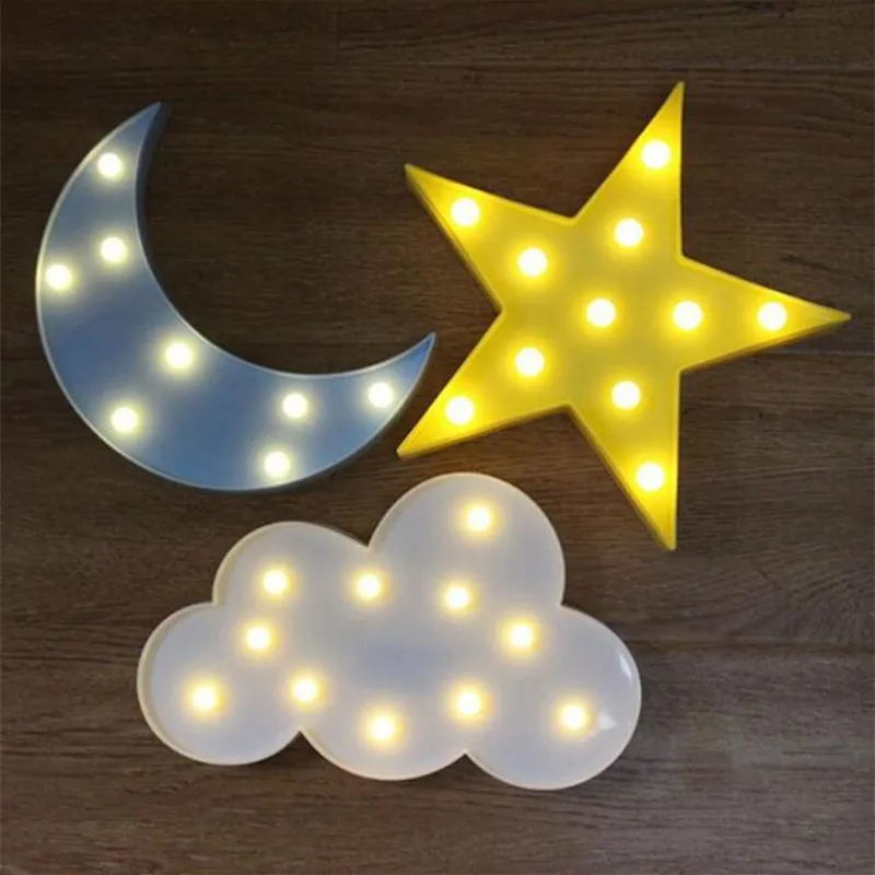 Lovely Cloud Star Moon LED 3D Light Night Lights Kids Gift Toy For Baby Children Bedroom Tolilet Lamp Decoration Indoor Lighting