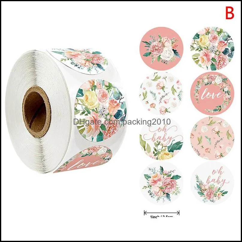 500pcs/roll 8 Types Floral Thank You Sealing Label Adhesive Baking Seal Sticker Gift Stickers1