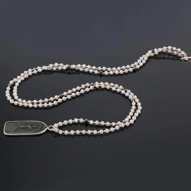 Hängsmycke Halsband Quanchi Buddha Smycken 4mm Kristallpärlor Halsband för kvinnor Boho Handgjorda Beaded Chain Fashion Ethnic