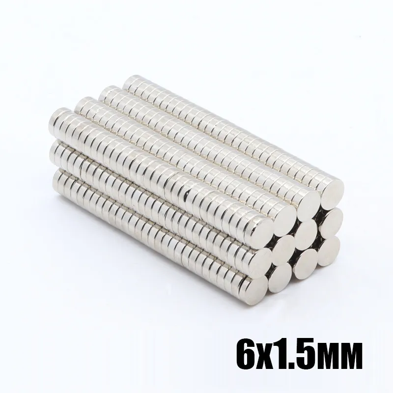 500 sztuk N35 Round Magnesy 6x1.5mm Neodymowy Stały NDFEB Silny MOLNY MAŁY MAŁY MAŁY MAŁY