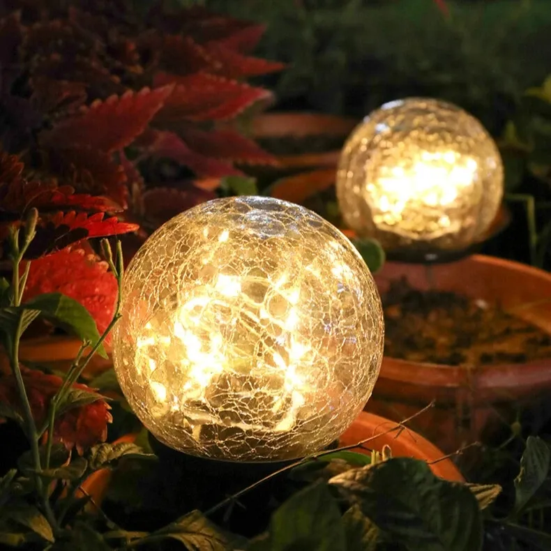 Knisternde, kugelförmige LED-Solarleuchten, Rasenlicht, Weihnachten, Außen-Bodenlampe, Gartendekoration – S