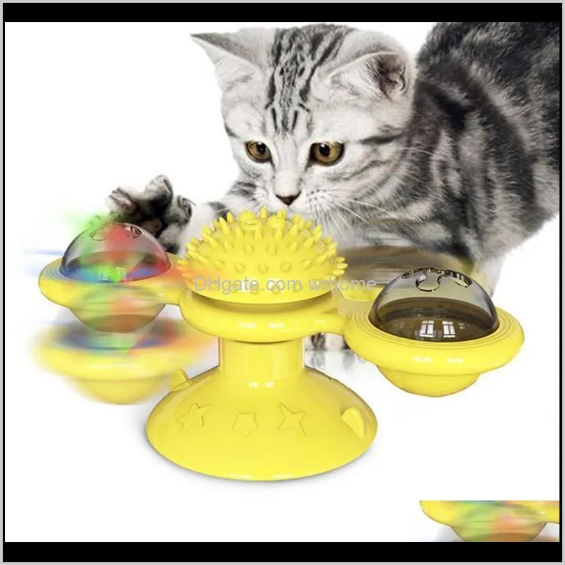 educational pet soft play game whirling kitten turntable massage tickle with led ball windmill cat toy teasing interactive1