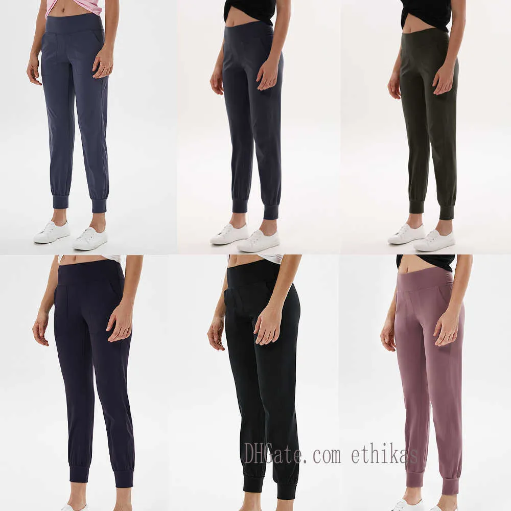 LU-031 Pantaloni da donna leggings da yoga allenamento palestra a vita alta allinea tasca due pantaloni sportivi da corsa laterali di alta qualità