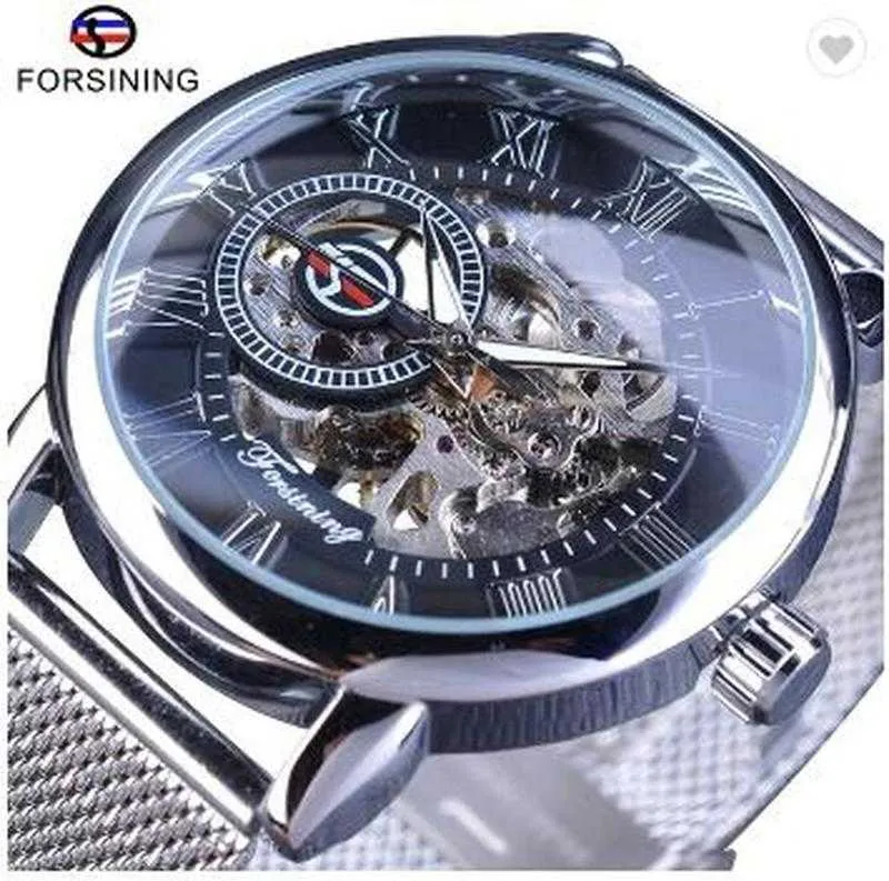 2021 top selling luxury men's watch Forsining transparent case fashion brand quartz non-mechanical hollow clock function