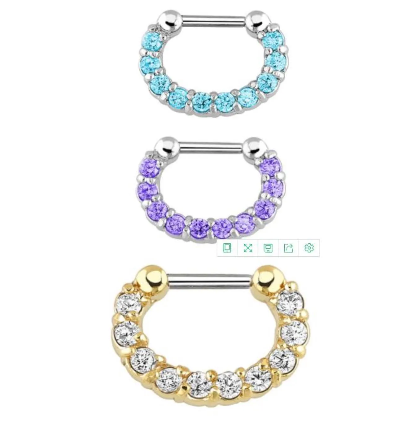 30Pcs Rhinestone Crystal Nose Hoops Unisex Surgical Steel Cz Septum Clicker Nose Ring Piercing Body Jewelry