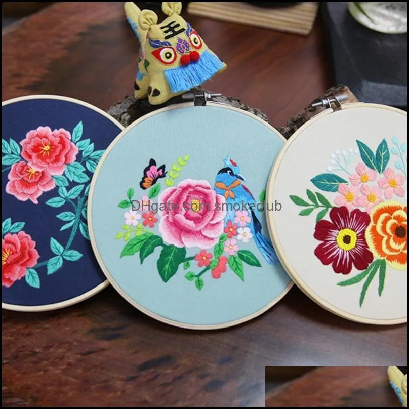 Arts, cadeaux Maison Jardin Autres arts et métiers Bricolage Fleurs Plantes Motif Ensemble de broderie Kit de point de croix rond Couture Artisanat Couture pour