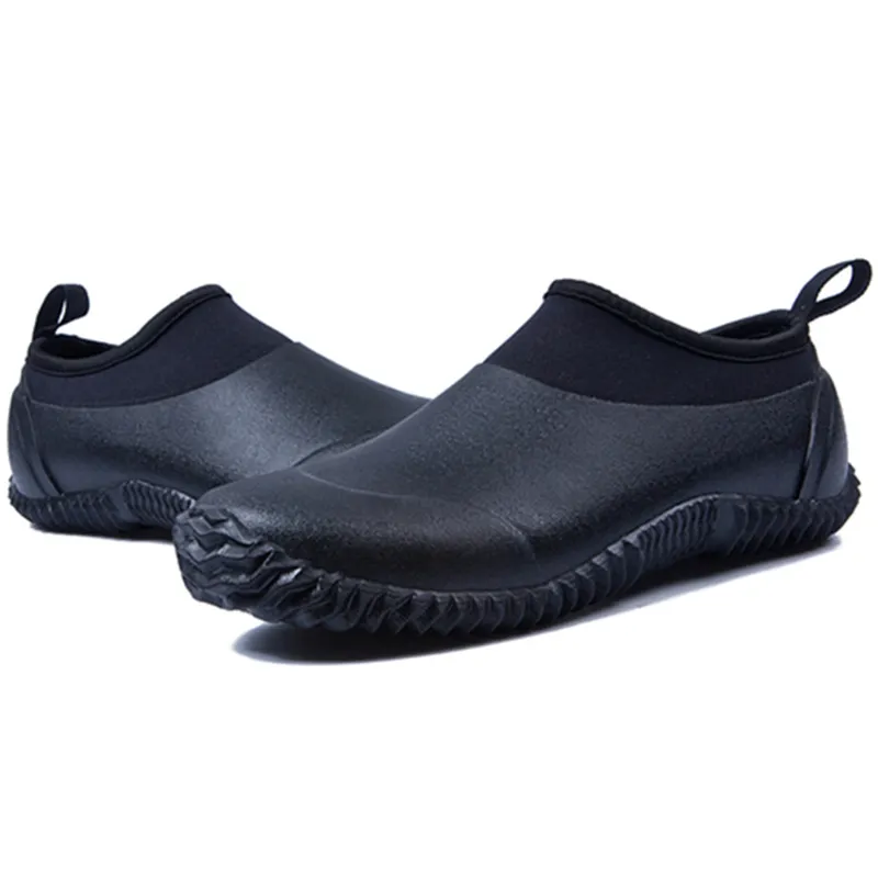 Unisex Moda Sığ Kauçuk Yağmur Ayakkabı Kaymaz Su Geçirmez Araba Yıkama İş Ayakkabı Neopren Dayanıklı Yağmur Çizmeleri Üzerinde Kayma Size36-46