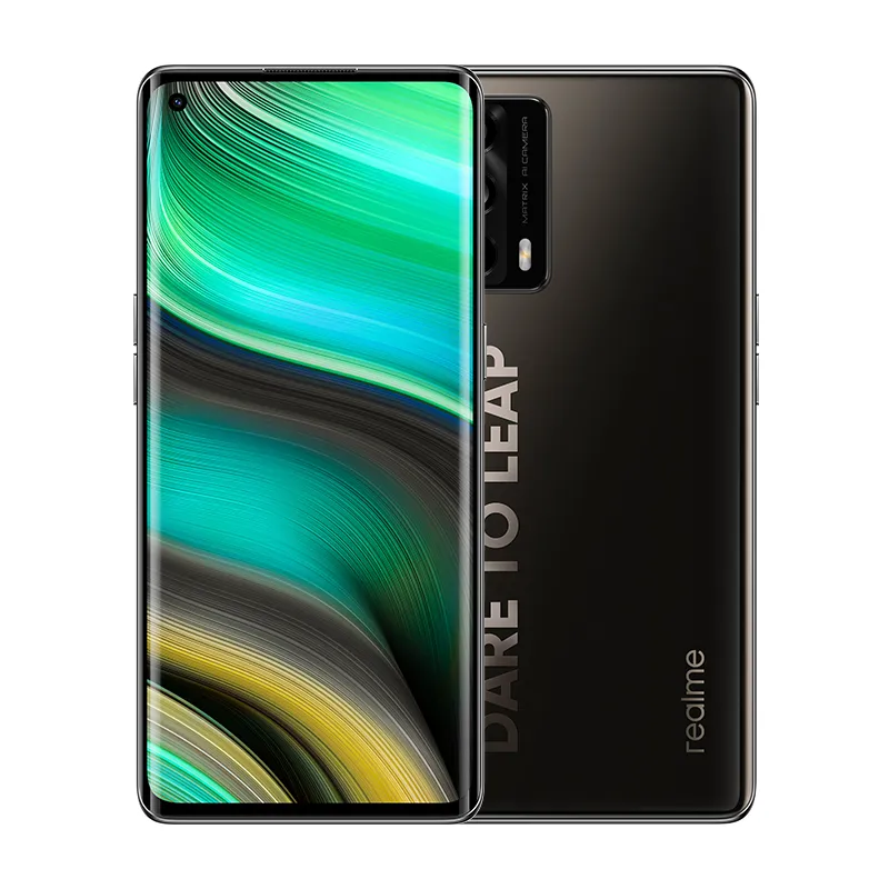 Original Realme X7 Pro Ultra 5G Teléfono móvil 12GB RAM 256GB ROM MTK 1000+ 64.0MP AI NFC 4500mAh Android 6.55 "Super AMOLED Pantalla completa Identificación de huellas dactilares Cara Teléfono celular inteligente