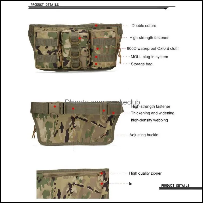 Outdoor Bags Tactical Waterproof Waist Pack Hiking Nylon Bag Army Hunting Sports Climbing Camping Fan Package