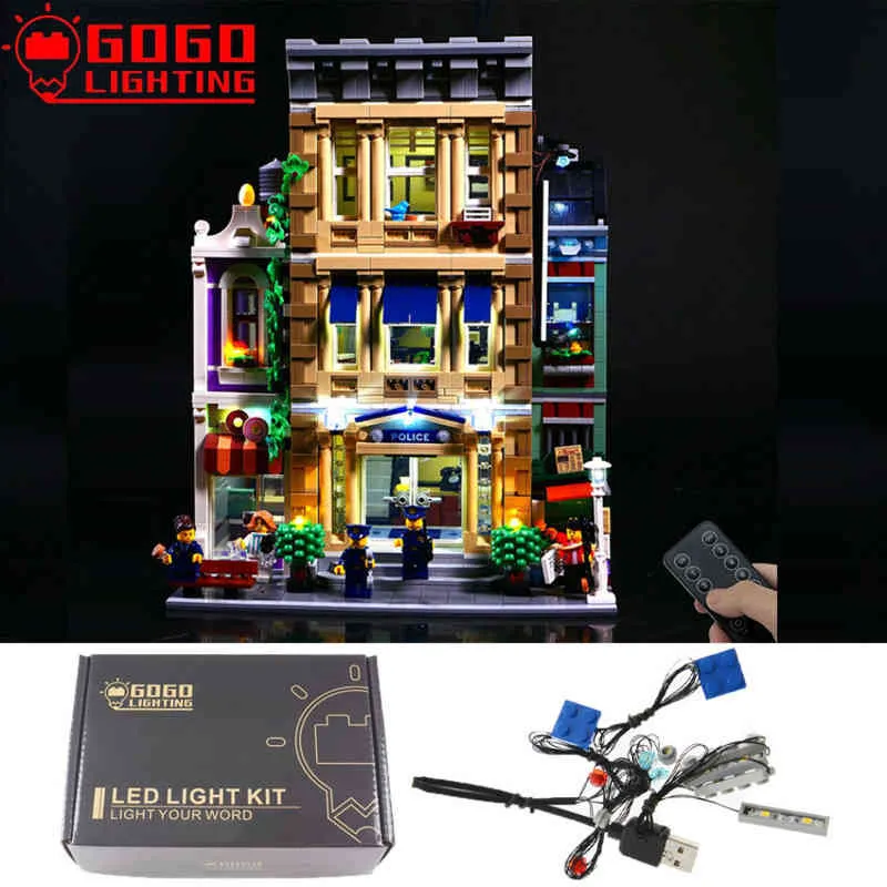 Lego 10278, stazione di polizia, blocco, luci di controllo remoto, giocattolo Gambugh